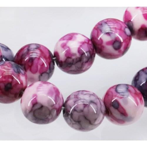 NEW 8mm Accessories Multicolor Riverstone Rain Flower Rainbow Stone Round DIY Beads Loose Craft Fashion Jewelry Making 15inch