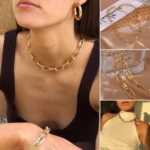 Newly Modern Simple Alloy Necklace Retro Punk Style Thick Clavicle Chain Personalized Charming Jewelry for Women