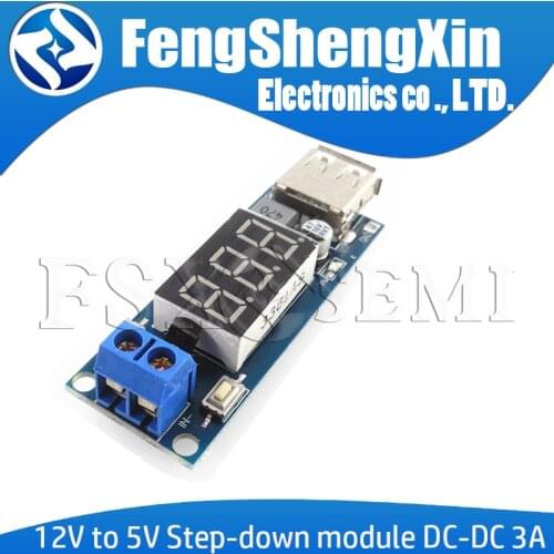 12V to 5V Step-down module DC-DC 3A Dc power module LED battery car voltmeter