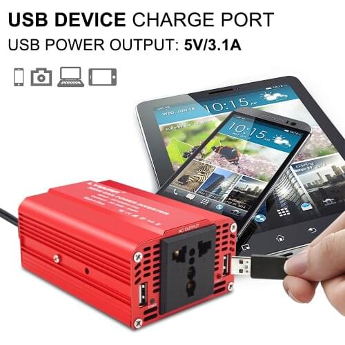 DC 12V to AC 220V 230V MIni Inverter 300W Voltage Converter Car Cigarette Lighter Plug USB Universal Socket Auto Accessories