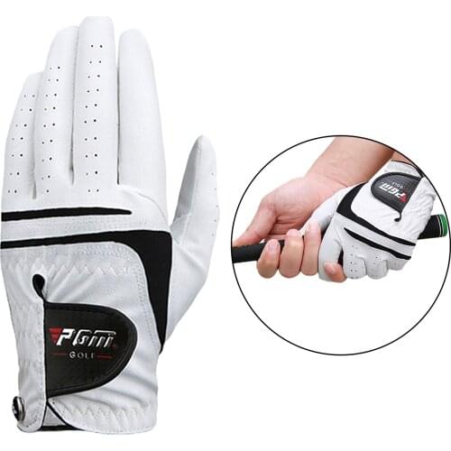 Professional Men Leather Golf Gloves Left Right Hand Outdoor Sport Training Clubs Gloves Non-slip Wearable Grip Fits Well