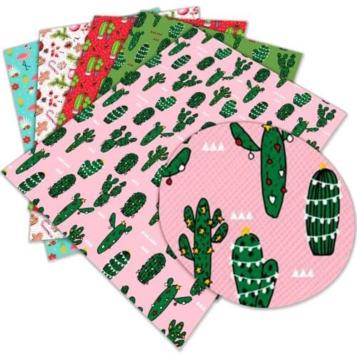 Faux Leather Christmas Printed Synthetic Leather Vinyl Fabric DIY Earring Bowknot Craft 30*136cm