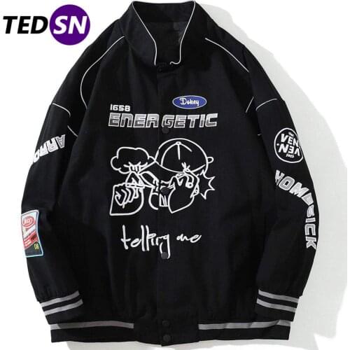 TEDSN Reflective Techwear Men Baseball Jacket Coat Male Varsity Streetwear Women Black Casual Fashion Winter Female 2021 Autumn