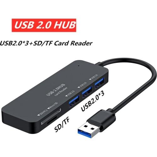 USB Hub Adapter 3 Ports High Speed USB 2.0 Hab TF SD Card Reader OTG Adaptador For PC Computer Accessories USB Splitter