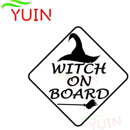 Funny Witch on Board Car Sticker Fashion Waterproof Decal Personalized PVC Bumper Window Decoration Accessories Sunscreen Decals