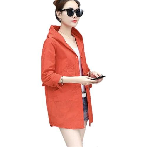 Womens Trench Coat 2019 New Spring Autumn Thin Coat Long Section Loose Casual Outwear Sun protection clothing Female 4XL A76