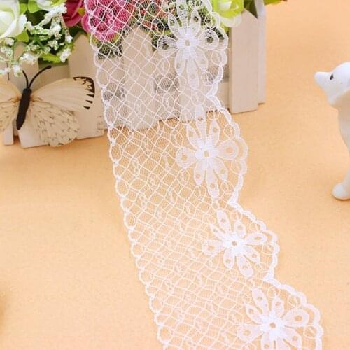 1yard Flower Embroidered Lace Edge Trim Ribbon Wedding Applique DIY Sewing Craft