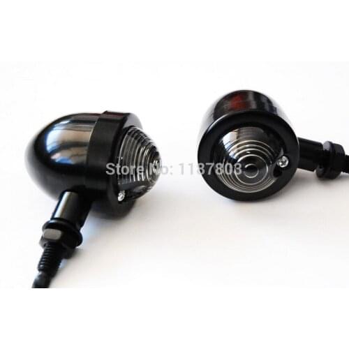 12V Universal Pair Black Panhead Amber Turn signal For Honda Yamaha Suzuki Kawasaki Cafe Racer Old School Bobber Touring