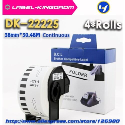 4 Rolls Compatible DK-22225 Label 38mm*30.48M Continuous Compatible Brother Printer QL-570/700 All Come With Plastic Holder
