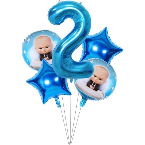 5pcs 18inch Boss Baby Foil Balloon 40inch Number Balloon Set Baby Shower Kids 1 2 3 4 5 6st Birthday Party Decoration Supplies