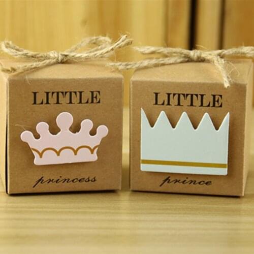 5pcs Prince Princess Baby Shower Dragees Baptism Candy Packaging Cake Box Wedding Favors and Gifts Box Birthday Party Decoration