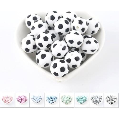 Bite Bites Small Football Silicone Beads 5PC DIY Pacifier Chain Jewelry Accessories Necklace Soccer Food Grade Silicone Teether