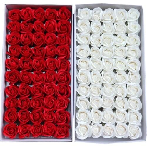 50Pcs/Set Dia 5cm Bath Body Flower Floral Soap Rose Flower Head Artificial Flowers Home Decor For Wedding ValentineS Day Gift