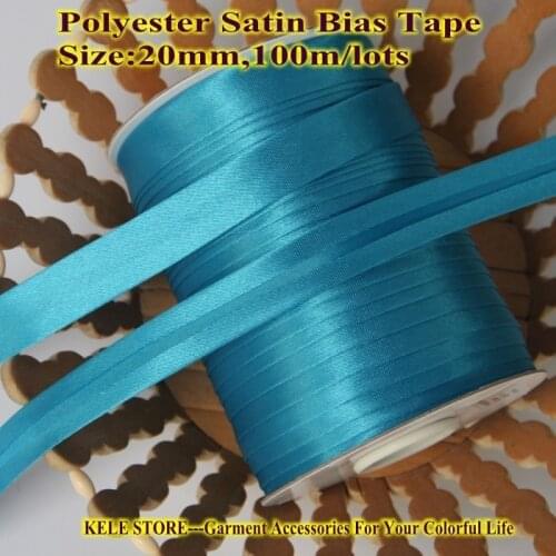Free shipping-Polyester Satin Bias Binding Tape,size: 20mm,bjd cloth, $12 for 110yds DIY handmade bias tape blue,turquoise blue