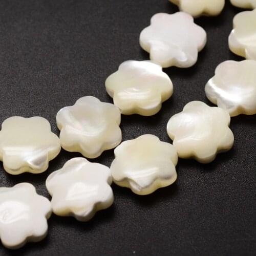 2 Strand Natural Sea Shell Flower Shell Beads Strands Creamy White Color for jewelry making DIY Bracelet Necklace Decor