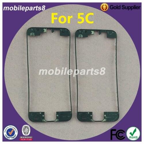 100pcs Black/White Front Bezel with liquid glue for iPhone 5C LCD Middle Frame Housing Parts Chrome Screen Holder Free shipping