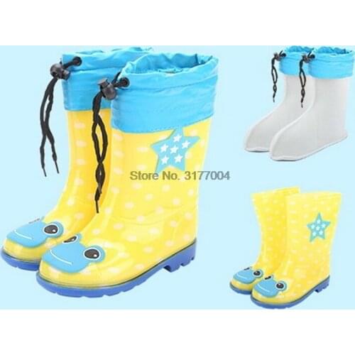 DHL 50pair All Season Rain Boots With Plush Warm Ankle Boots Kids PVC Waterproof Water Shoes