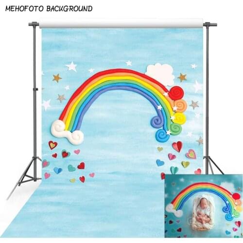 5X7ft children photography backdrops blue sky white cloud rainbow new born baby birthday theme backgrounds for photo studio