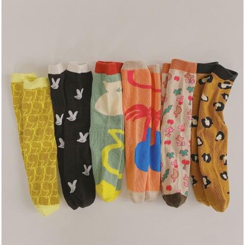 Children Knee High Socks With Inscriptions Print For Girl Boys Kid Toddlers Teen Baby Cute Funny kawaii Anime Tube Long Sock New