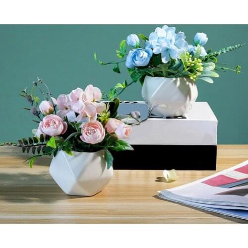Artificial Flower Simulation Flower Pot Home Decoration Plastic Beautiful Decor Fake Potted Plants for Living Room