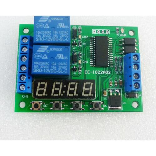 IO22A02 DC 12V 2CH Multi-function Delay Relay Timer Time Switch for PLC LED Motor