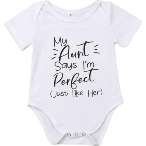 Newborn Baby Romper Letter Printed Boy Girl My Aunt Jumpsuit Clothes Outfits Unisex Infant Clothes 0-18 Months