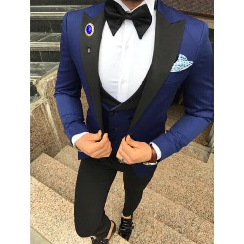 Handsome Groomsmen Wool blend Groom Tuxedos Mens Wedding Dress Man Jacket Blazer Prom Dinner (Jacket+Pants+Tie+Vest) A180