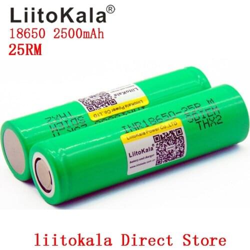 2PCS 18650 LiitoKala Original 18650 25R M INR1865025R 20A discharge lithium batteries, 2500mAh Power Battery