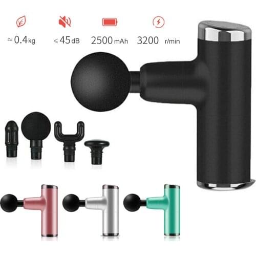 LEMONWAD Mini Fascia Gun Deep Tissue Vibration Pain Relief Device 4 Replaceable Massage Heads Usb Body Massager