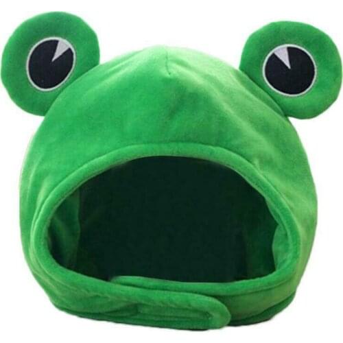 Cartoon Funny Adorable Plush Frog Hat Big Eyes Creative Animal Cosplay Costume Dress Up Hat Headgear for Kids Adults Gifts#L