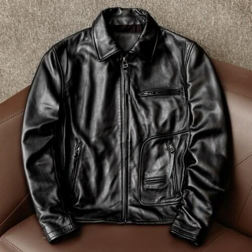 Men Jacket New Style.warm Men Cowhide Jacket.quality Biker Leather Coat.fashion Slim Leather Clothes.black