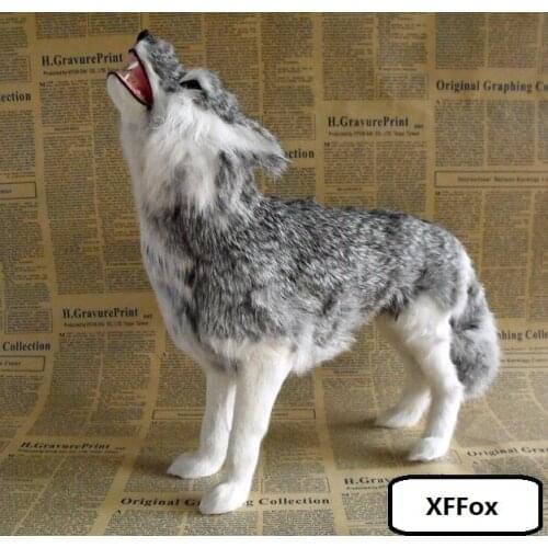 New simulation look up wolf model polyethylene&furs gray wolf doll gift about 30x10x24cm xf2082