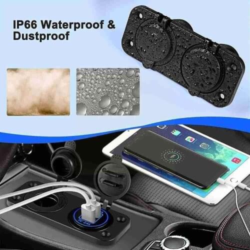 P18 Ship Car Modified Fast Charge Charger With Cigarette Waterproof Socket Lighter Socket 12V Female Two-in-one T2V3