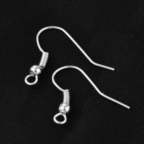 50pcs Earring Jewelry Findings Supplies Iron Silver Earring Hook Earring Wire for Women Earrings DIY Making 18x18x0.8mm F80