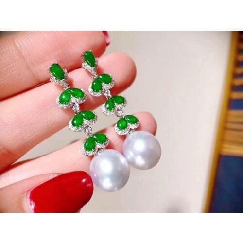 D326 Pearl Earrings Fine Jewelry 925 Sterling Silver Natural 9-10mm Round Fresh Water White Pearls Females Drop Earrings