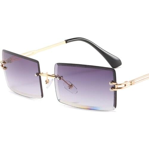 Fashion Retro Small Rectangle Sunglasses UV400 Vintage Brand Design Women Rimless Square Sun Glasses Women Female Eyewear