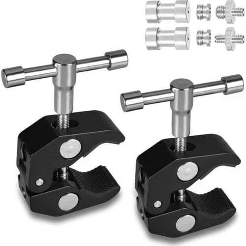 Super Clamp Crab Aluminum Alloy Pliers Clip with 1/4inch-20 and 3/8inch-16 Tripod Screw Adapter compatible for Magic Arm/LED V