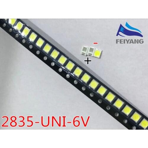 100pcs Original UNI LED 3528 2835 1210 Light Beads High Power 1W 6V Cool white For LED LCD TV Backlight Application