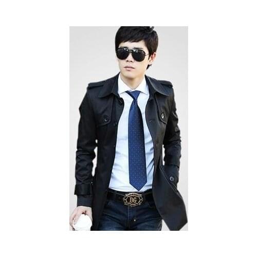 Black beige khaki men trench coats Single breasted England mans jackets Slim coats famous brand 2020 long pea coats men