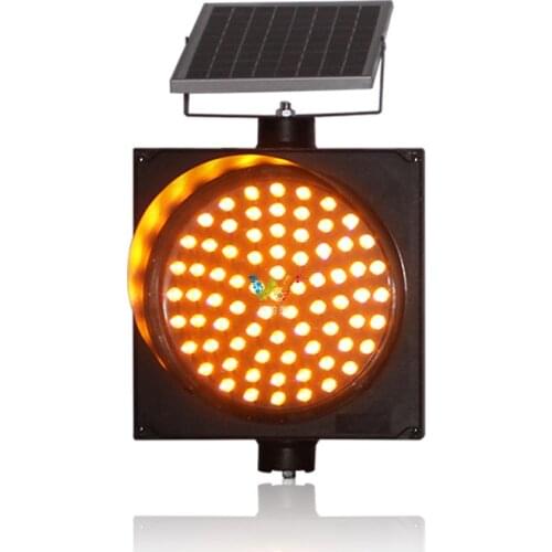 Factory Direct Sale Traffic Light 12 Inch Solar LED Amber Flashing Warning Light Road Blinker