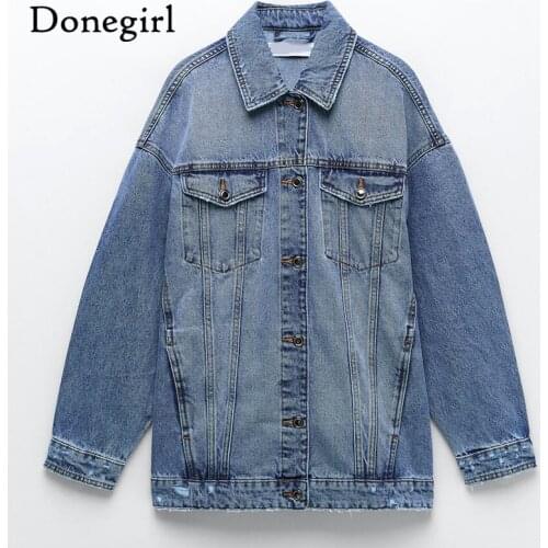 2021 Spring Autumn Women Fashion Vintage Denim Jacket Chic Button Loose Jeans Coat Casual BF Cowboy Outerwear Female