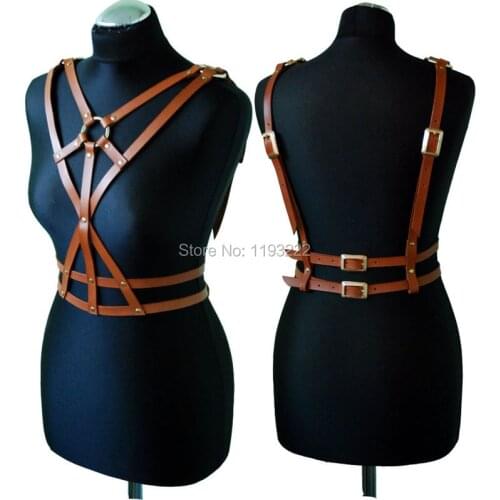 Fashion Sexy Women Cross Leather Women Harness Handcrafted Body Sword Belts Waist Straps