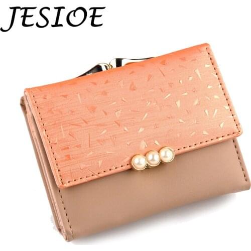 Women Purse Pocket Ladies Fashion Clutch Wallet for Women Short Card Holder Cute Girls Pearl Leather Wallet Zipper Cartera Mujer