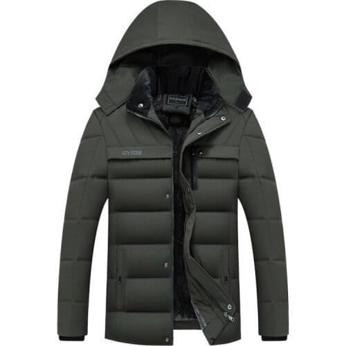 Winter Middle-aged Mens Cotton-padded Clothes Plus Velvet Thick Warm Cotton-padded Clothes Middle-aged Mens down Feather