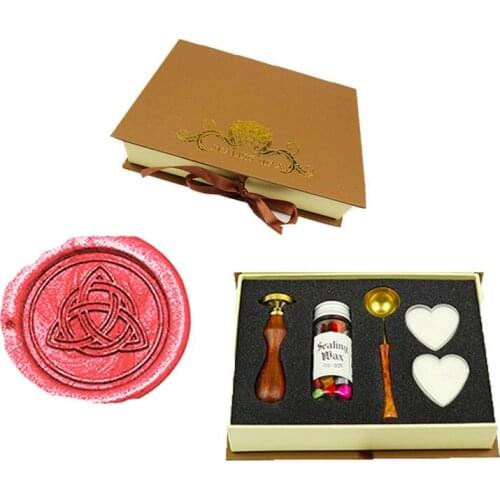Stars Knot Vintage Wedding Invitation Custom Picture Logo Wax Seal Sealing Stamp Sticks Spoon Gift Box Set Kit