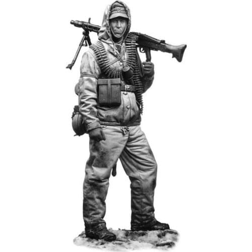 1/24 75mm 1/18 100mm Resin Model Kits World War II German Machine Gun Soldier Figure Unpainted No Color RW-076
