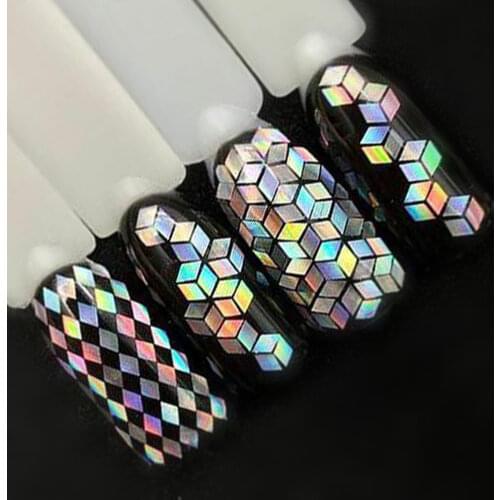1 Bottle Laser Silver Nail Glitter Sequins Dust Mixed Rhombus Shape Tips DIY Charm Polish Flakes Decorations Manicure SALS01-16