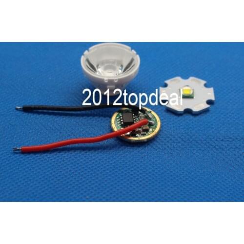 1set Cree XM-L LED T6 White Light + 3.7V Driver + Lens with Base Holder