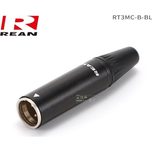 1Pcs NEUTRIK imported REAN mini XLR head TINY male plug three-pin RT3MC-B waist pack black gold-plated audio accessories HIFI