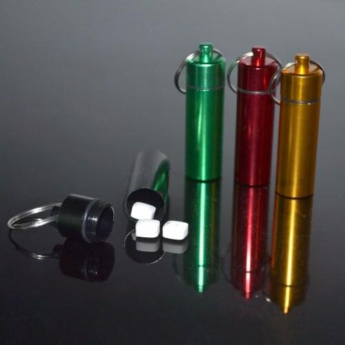 1pcs Portable Aluminium Alloy Empty Pill Bottle Mini Medicine Seal Storage Containers With Keychain For Health Care Tool